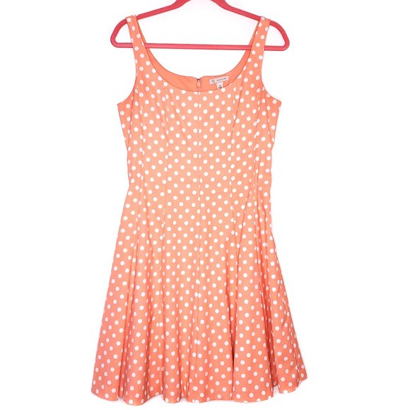 db Established 1962 Coral & White Polkadot Dress 6 - Picture 1 of 6